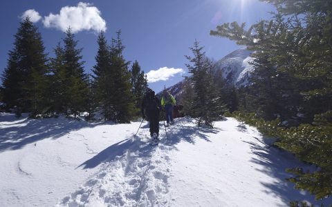 Active ecotourism with snowshoes